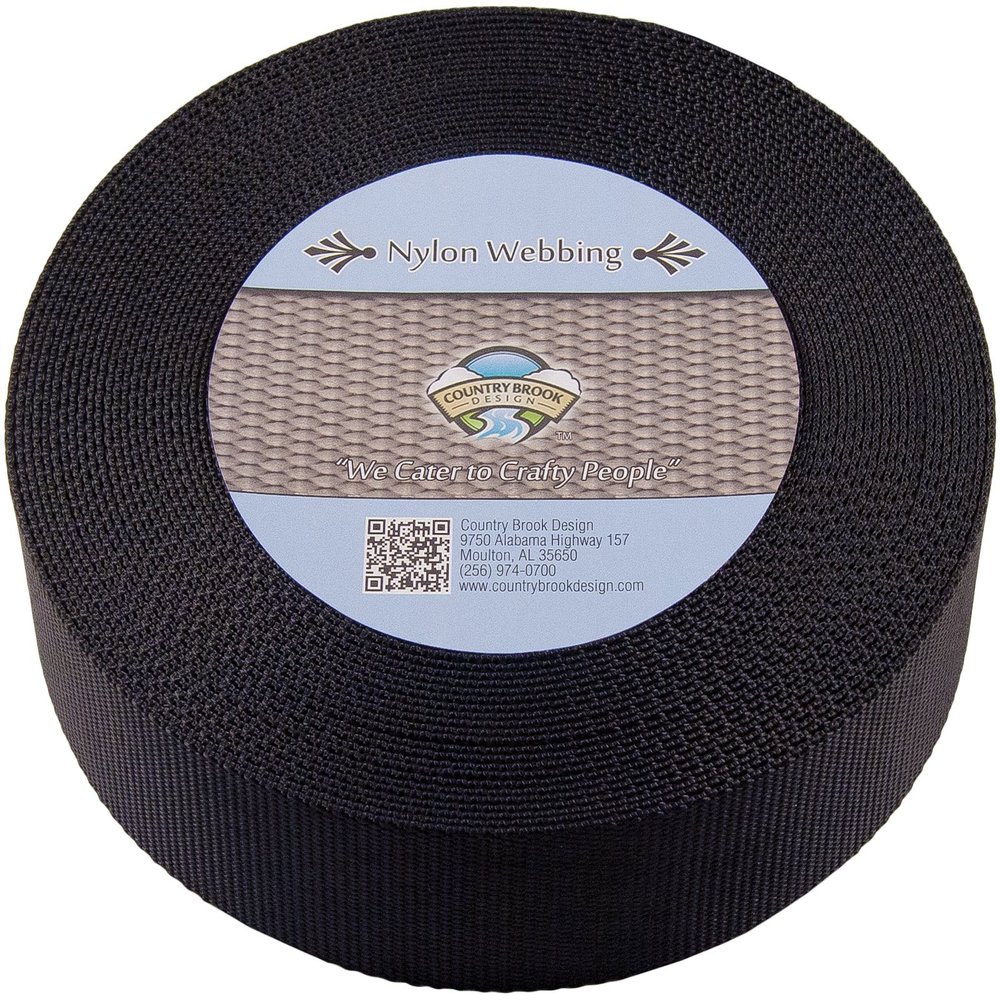 Country Brook Design - Durable 2 Inch Heavy Duty Nylon Webbing - 3 Vibrant Colors (Black, 20 Yards)