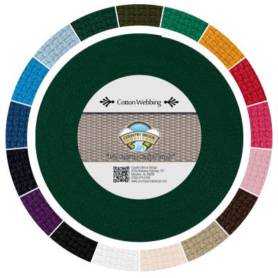 Country Brook Design - 1" Cotton Webbing Strap - Lightweight, Organic and Gentle with Skin Cotton Strapping - 25 Yards, Green