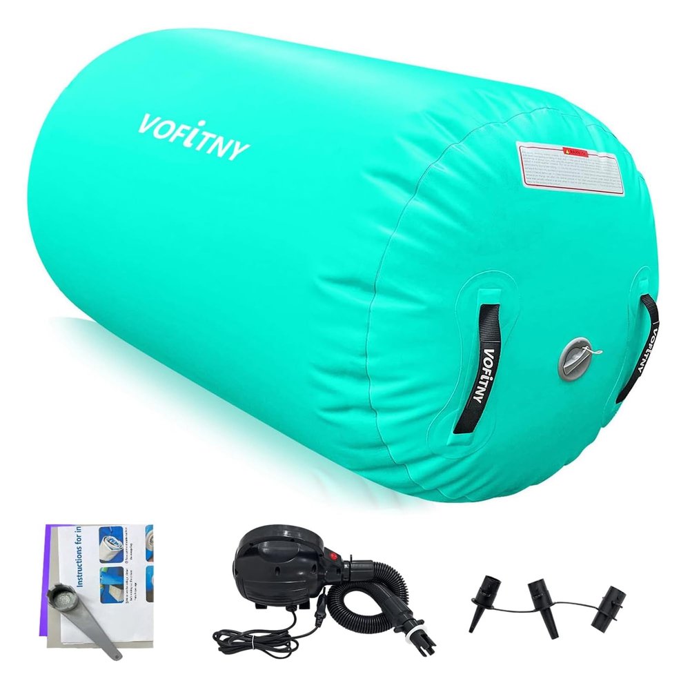 VOFiTNY Inflatable Gymnastics Air mat Tumbling Track with Air Barrel Octagon Mat with Pump for Home/Gym