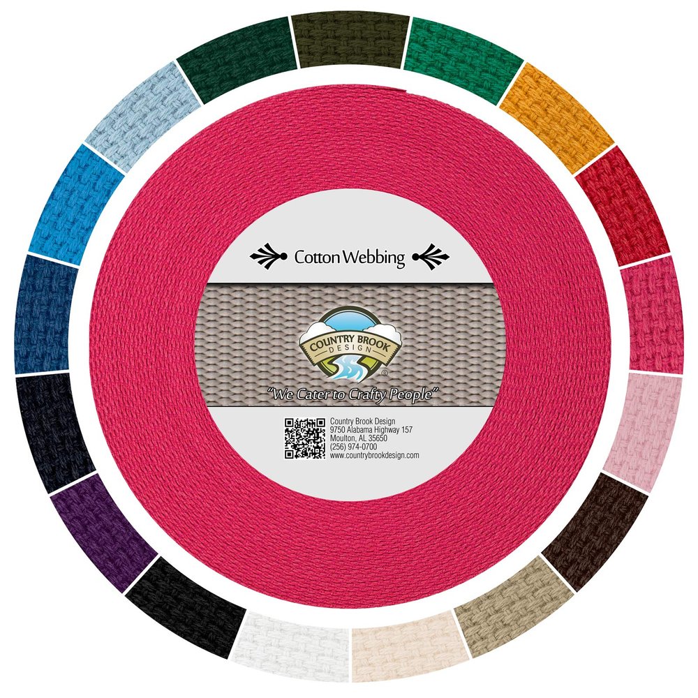 Country Brook Design - 1" Cotton Webbing Strap - Lightweight, Organic and Gentle with Skin Cotton Strapping - 50 Yards, Fuchsia