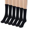 Silky Toes Mens Black 10-13 6Pk Bamboo Ribbed Dress Crew Socks 3 or 6 Pairs Calf Socks view 1
