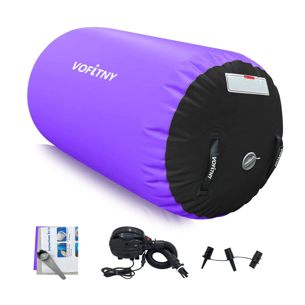 VOFiTNY Gymnastics Air Barrel Octagon Mat Tumbler 3.3ft L x 2ft D Back Handspring Trainer for Home/Gym/Tumbling With Pump