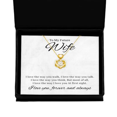 DARINGIFT to My Future Wife Heart Knot Gold Necklace, I Love The Way You Walk, Best Birthday Gifts, Engagement Gifts, Wedding Gifts, Valentines Day Gifts for Wife