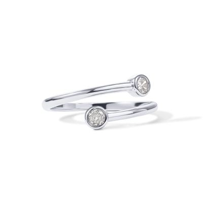 PAVOI 14K Gold Plated CZ Bypass Stacking Ring for Women - White Gold