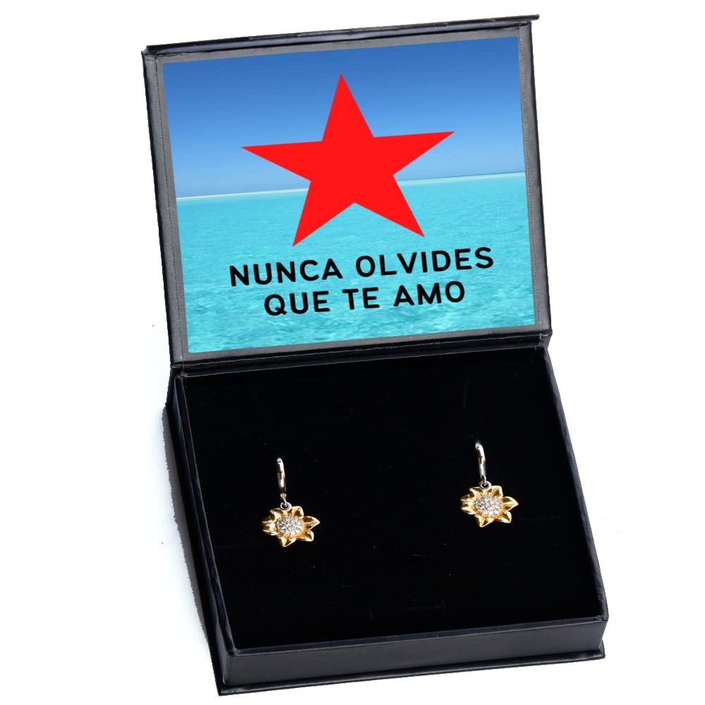 Nunca olvides que te amo, Regalo para enamorada o Mujer, joyeria para enamoradas o Mujeres - Pendientes, aretes de girasol