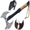 Forest Hunting  Custom Handmade 28'' and 7lbs large double headed ax Stainless Steel Axe Medieval Warrior Double Headed Battle Axe, Viking Axe, tomahawk breaded axes with celtic nick kinfe | FHD001 view 1