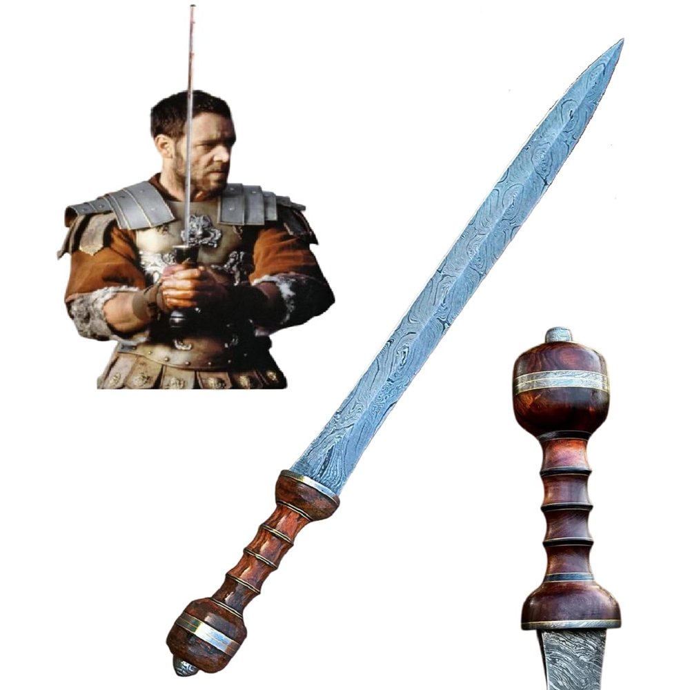 'Forest Hunting Custom Handmade Roman Gladius Sword Medieval Warrior Damascus Steel Sword Battle Axe, Viking swods, Full Tang Blade