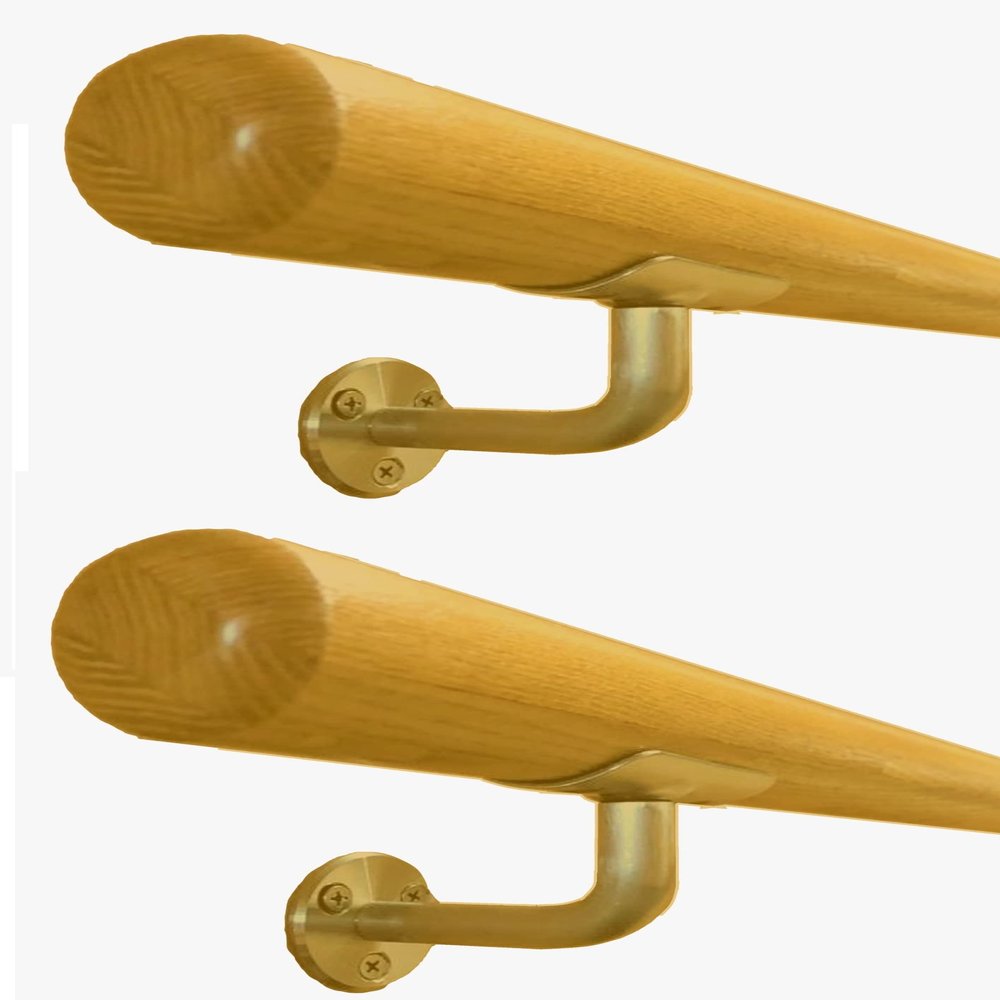 Athletic Bar Single Ballet Open Bracket (Pair) Fixed Height Wall Mount Ballet Barre 2 Brackets Included for 1.5" to 2.0" Diameter for Wooden Dowels (Gold)