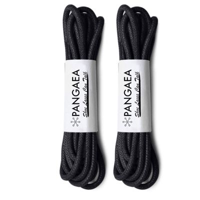[4 Laces] 2-Pair Pack Waxed Round Oxford Shoe Laces for Dress Shoes Chukka 3/32Inch Thin(#01 Black,59in (150cm))