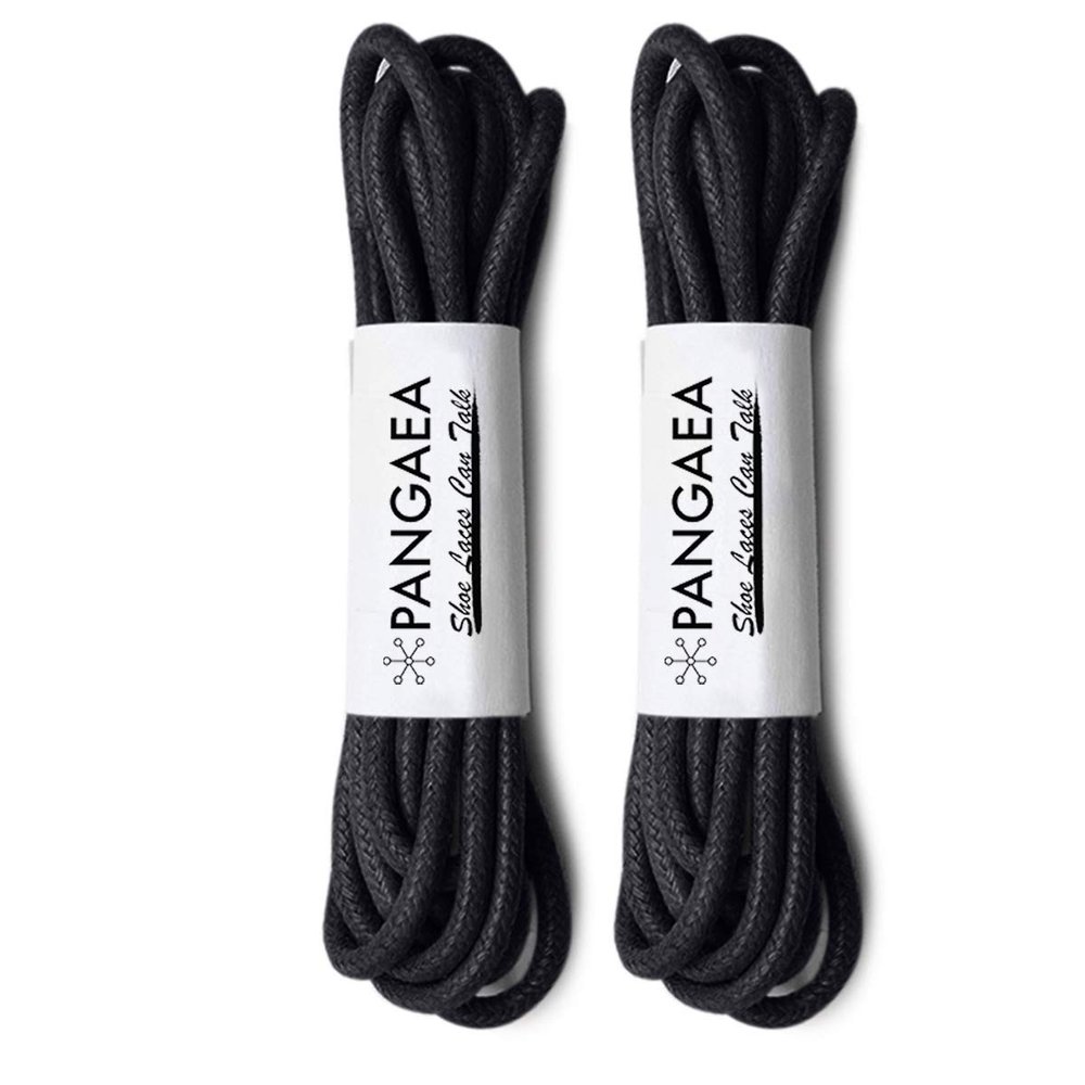 [4 Laces] 2-Pair Pack Waxed Round Oxford Shoe Laces for Dress Shoes Chukka 3/32Inch Thin(#01 Black,59in (150cm))