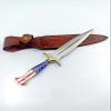 gcen American Flag Dagger Knife, Full Tang Knife, Tactical Fixed Blade Knife, Survival Knife, Camping Knife, Athame Knife with Leather Sheath view 2