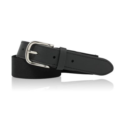 AWAYTR Adult and Youth Baseball Belt - Elastic Adjustable Softball Uniform Belts for Kids Boys and Girls (Silver-Black, Youth: fit waist 20" - 34" (Rec 4-15yrs))