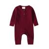 Baby Boys Long Sleeve Romper Solid Color Basic Jumpsuit Newborn Girls Casual Bodysuit Jumpers(Wine Red,12-18 Months) view 1