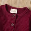 Baby Boys Long Sleeve Romper Solid Color Basic Jumpsuit Newborn Girls Casual Bodysuit Jumpers(Wine Red,12-18 Months) view 2