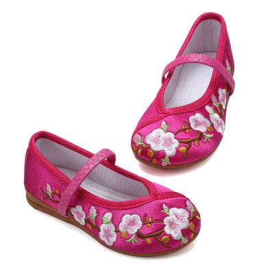 Encanto Costume Shoes for Girls Mary-Jane Flats Shoes Round Toe Ballet Flats Floral Embroidery Shoes with Pumps Comfortable Low Wedge Rose 9