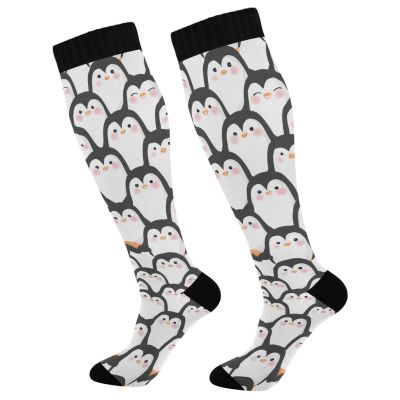 Wusikd Cute Penguins Compression Socks for Women and Men Circulation Funny Long Socks for Athletic Running 1
