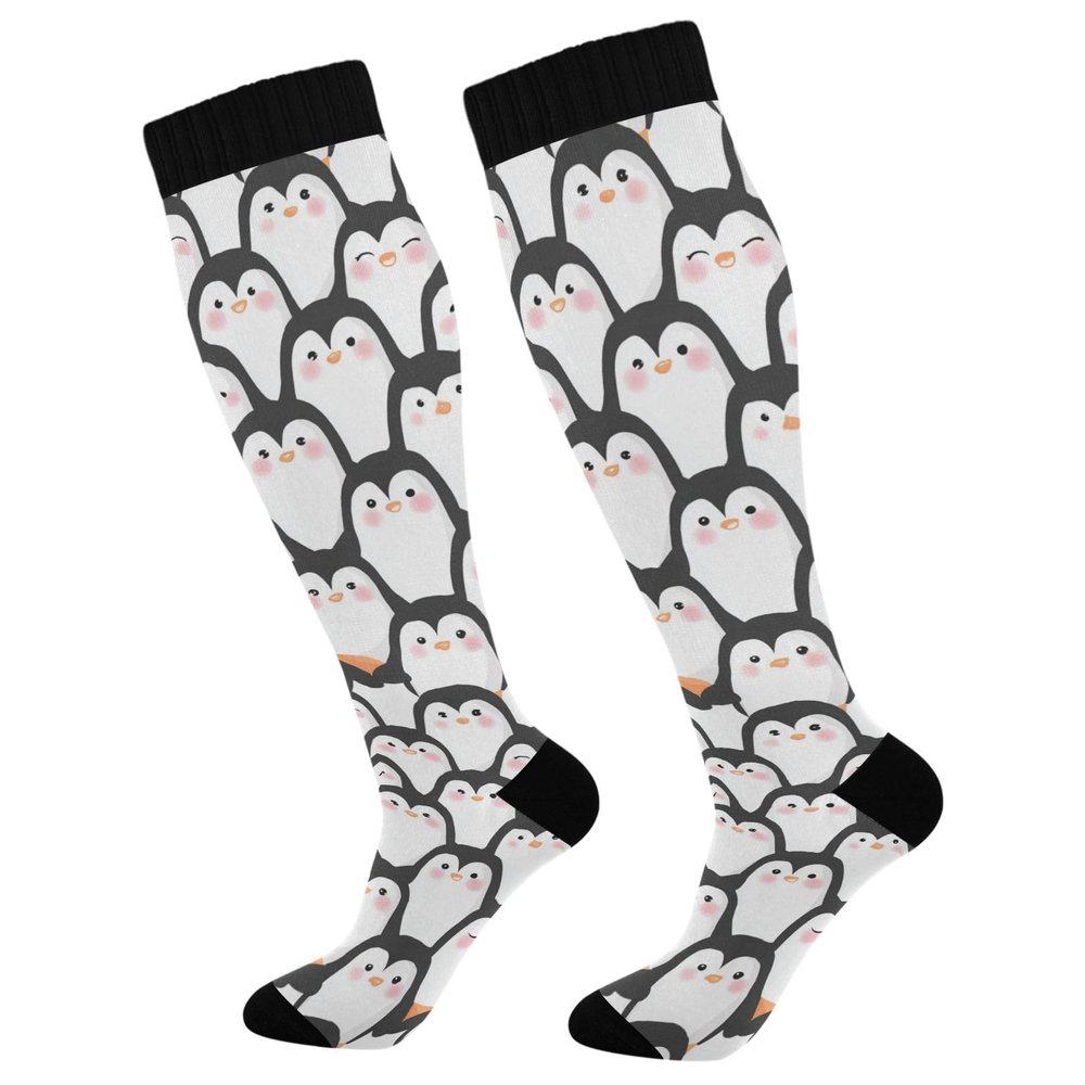 Wusikd Cute Penguins Compression Socks for Women and Men Circulation Funny Long Socks for Athletic Running 1