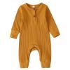 Baby Boys Long Sleeve Romper Solid Color Basic Jumpsuit Newborn Girls Casual Bodysuit Jumpers(Solid Brown,12-18 Months) view 1