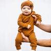 Baby Boys Long Sleeve Romper Solid Color Basic Jumpsuit Newborn Girls Casual Bodysuit Jumpers(Solid Brown,12-18 Months) view 2