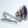 10mm Round Amethyst Cabochon Cab Gemstone Silver Color Tie Tack EPTT622/102022 view 1