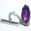 10mm Round Amethyst Cabochon Cab Gemstone Silver Color Tie Tack EPTT622/102022 view 2