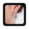 Erimberate Bohemian Pearl Leaf Ear Jacket Earrings Crystal Leaf Stud Earrings Silver Rhinestone Leaf Earrings Cz Leaf Jacket Earrings Vintage Pearl Front Back Earrings Jewelry for Women view 1