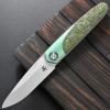 Sitivien ST992 Folding Pocket Knife,Handmade M390 Pearlescent Brushed Steel Blade,Titanium Carbon Fiber Handle EDC Tool Knife for Outdoor Camping,Hiking,Survival,Hunting(Green) view 2