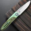 Sitivien ST992 Folding Pocket Knife,Handmade M390 Pearlescent Brushed Steel Blade,Titanium Carbon Fiber Handle EDC Tool Knife for Outdoor Camping,Hiking,Survival,Hunting(Green) view 3