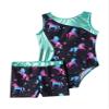 Choomomo Kids Girls Mesh Splice Ballet Dance Leotard with Shorts Set Gymnastics Bodysuit Unitard Dark Night 6 Years view 3
