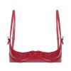 Vxuxlje Women Wet Look 1/4 Cup Underwired Push Up Bralette Lingerie PVC Leather Balconette Bra Top Red 5X-Large view 1