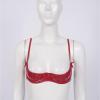 Vxuxlje Women Wet Look 1/4 Cup Underwired Push Up Bralette Lingerie PVC Leather Balconette Bra Top Red 5X-Large view 3