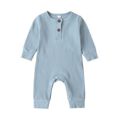 Baby Boys Long Sleeve Romper Solid Color Basic Jumpsuit Newborn Girls Casual Bodysuit Jumpers(Light Blue,3-6 Months)