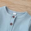 Baby Boys Long Sleeve Romper Solid Color Basic Jumpsuit Newborn Girls Casual Bodysuit Jumpers(Light Blue,3-6 Months) view 2
