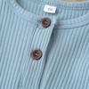 Baby Boys Long Sleeve Romper Solid Color Basic Jumpsuit Newborn Girls Casual Bodysuit Jumpers(Light Blue,3-6 Months) view 3