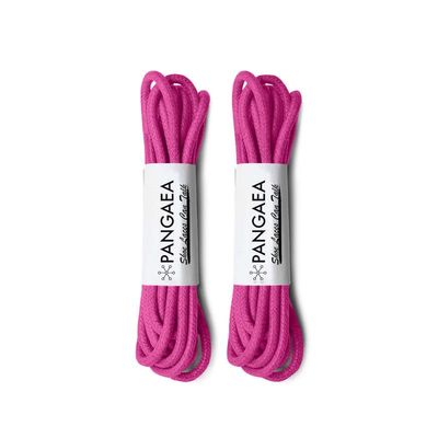 [4 Laces] 2-Pair Pack Waxed Round Oxford Shoe Laces for Dress Shoes Chukka 3/32Inch Thin(#21 Hot Pink,26in (66cm))