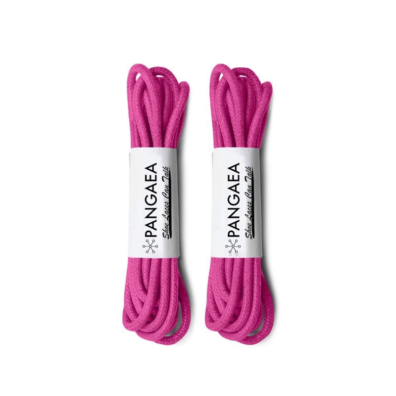 [4 Laces] 2-Pair Pack Waxed Round Oxford Shoe Laces for Dress Shoes Chukka 3/32Inch Thin(#21 Hot Pink,26in (66cm))