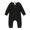 Baby Boys Long Sleeve Romper Solid Color Basic Jumpsuit Newborn Girls Casual Bodysuit Jumpers(Solid Black,6-9 Months) view 1