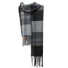 Mens Winter Warm Cashmere Scarf Plaid Tassel Scarf for Men Soft Long Cotton Scarves Black view 1