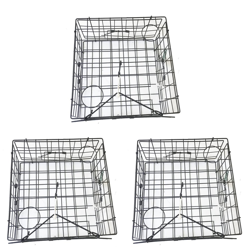 KUFA Sports Vinyl Coated Crab Trap with 4 Entrance (Size:24"x24"X12") (3)