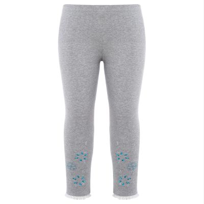 Kvysinly Girls Athletic Yoga Workout Dance Leggings Pants Active Sports Fitness Tights Snowflake Ruffle Lace Hem Trouser Grey 5-6 Years