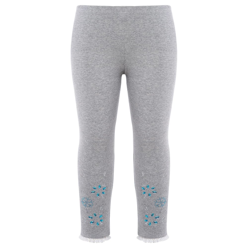 Kvysinly Girls Athletic Yoga Workout Dance Leggings Pants Active Sports Fitness Tights Snowflake Ruffle Lace Hem Trouser Grey 5-6 Years