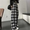 KASUTAM Harajuku Oversize Plaid Pants Women Fashion Black White Checked Trousers for Female Fall Wide Leg Sweatpants,Black,L view 2