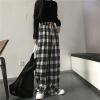 KASUTAM Harajuku Oversize Plaid Pants Women Fashion Black White Checked Trousers for Female Fall Wide Leg Sweatpants,Black,L view 3