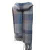Mens Winter Warm Cashmere Scarf Plaid Tassel Scarf for Men Soft Long Cotton Scarves Blue view 1