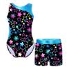 VernLan Girls Kids Long Sleeve Leotard Gymnastics with Shorts 2 Piece Ballerina Dance Ballet Unitard Biketard Outfits Starry Black 8 Years view 1