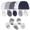 MAMIMAKA Baby Boys Caps Mittens and Thick Warm Socks Cotton Newborn Essentials Accessories (Hats+Gloves+Terry Socks),0-6 Months view 1
