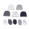 MAMIMAKA Baby Boys Caps Mittens and Thick Warm Socks Cotton Newborn Essentials Accessories (Hats+Gloves+Terry Socks),0-6 Months view 2