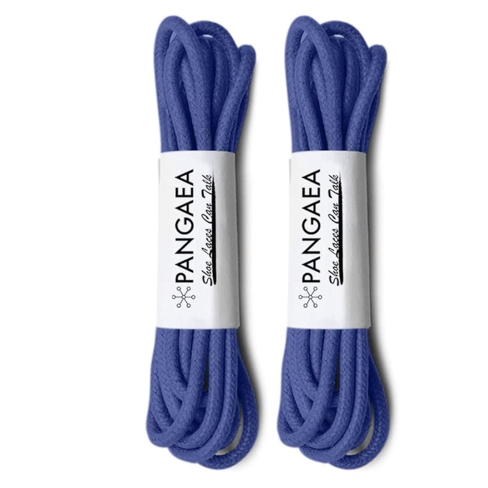 [4 Laces] 2-Pair Pack Waxed Round Oxford Shoe Laces for Dress Shoes Chukka 3/32Inch Thin(#11 Royal Blue,22in (56cm))