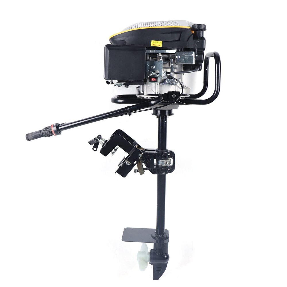 9HP 4-Stroke 225CC Outboard Motor Single Cylinder Air-cooled TCI Gasoline Outboard Fishing Motor Boat Engine 360 Rotation for Inflatable boat, Kayak, Canoe, Small Yacht