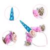 AHIER Unicorn Headband, Rainbow Glitter Horn Headband Cat Ear Head Bands Flowers Headwear Accessory for Unicorn Party Supplies view 2